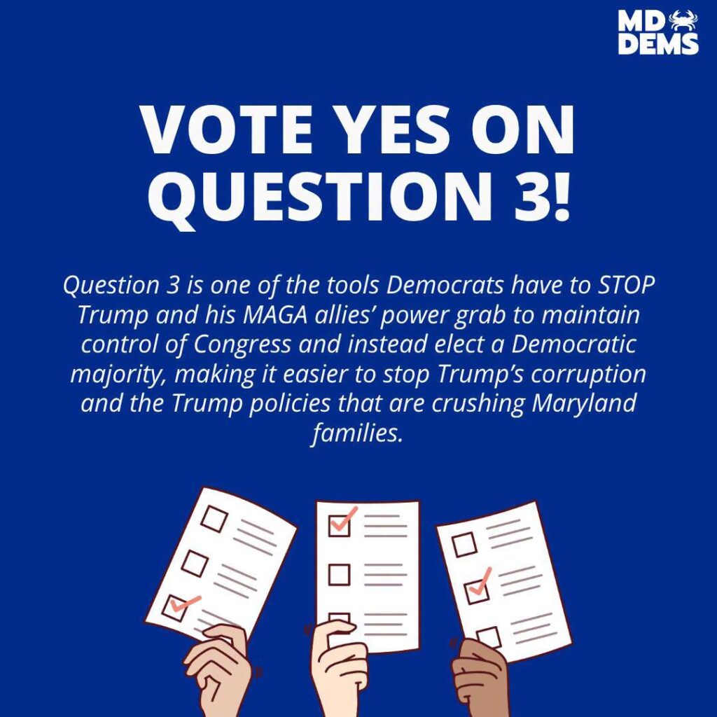 Maryland Democratic Party Facebook Flyer on ballot question 3 for 2026 General Election